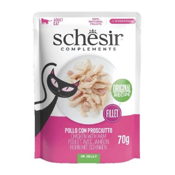 Schesir Cat Pouch Κοτόπουλο & Ζαμπόν σε Ζελέ 70gr