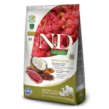 N&D Quinoa Dog Skin & Coat με Πάπια 7kg